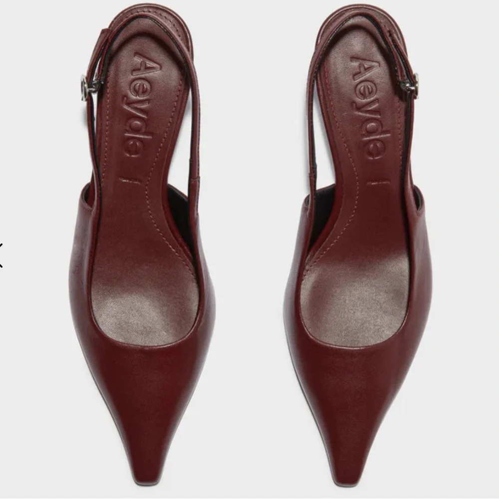 ♥️NWT AEYDE CATRINA NAPPA LEATHER SLINGBACK PUMPS IN BURGUNDY SIZE 40/US10 - Picture 6 of 15